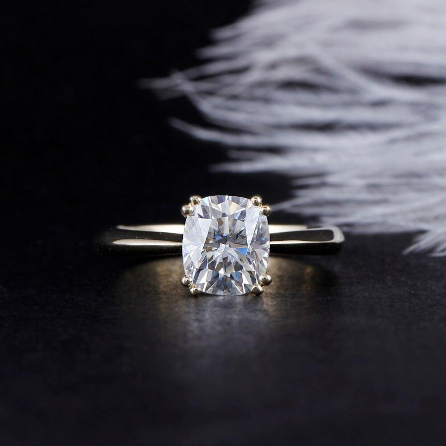 Cushion Cut Double Prong Solitaire Ring (2 carat) - Moissanite, Done Better.