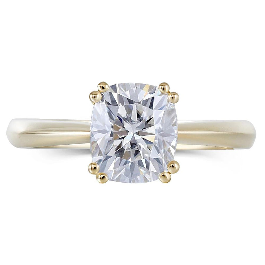 Cushion Cut Double Prong Solitaire Ring (2 carat) - Moissanite, Done Better.