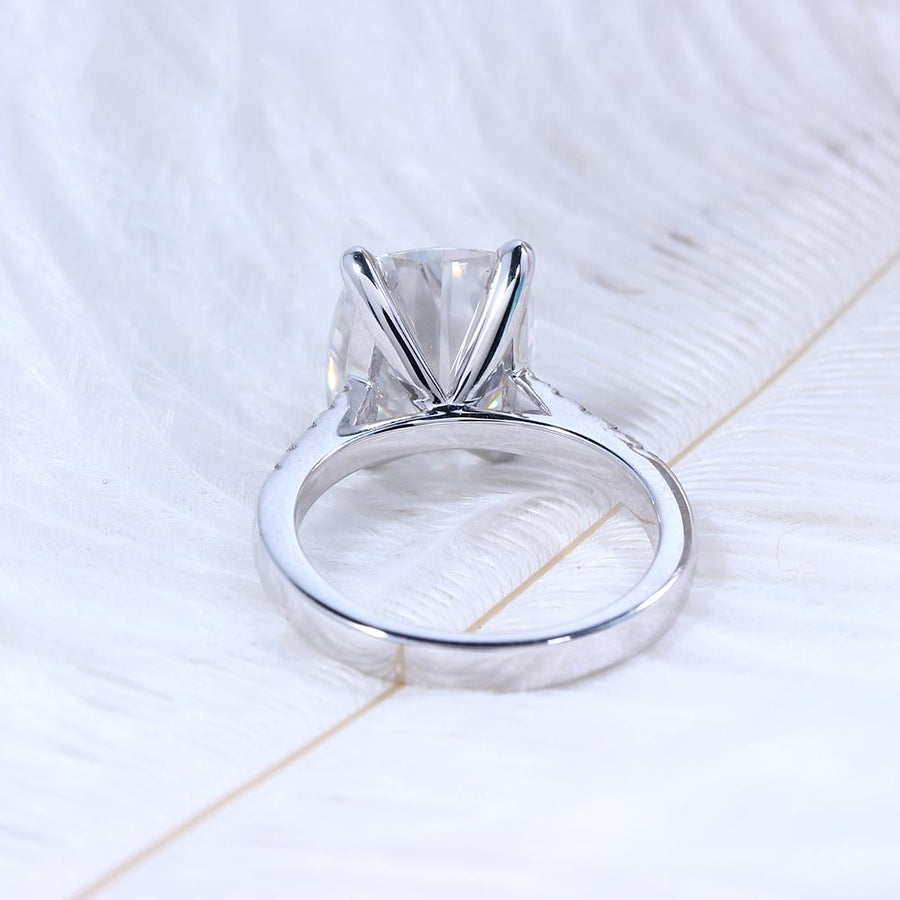 Cushion Cut Solitaire Pave Band (5 Carat) - Moissanite, Done Better.