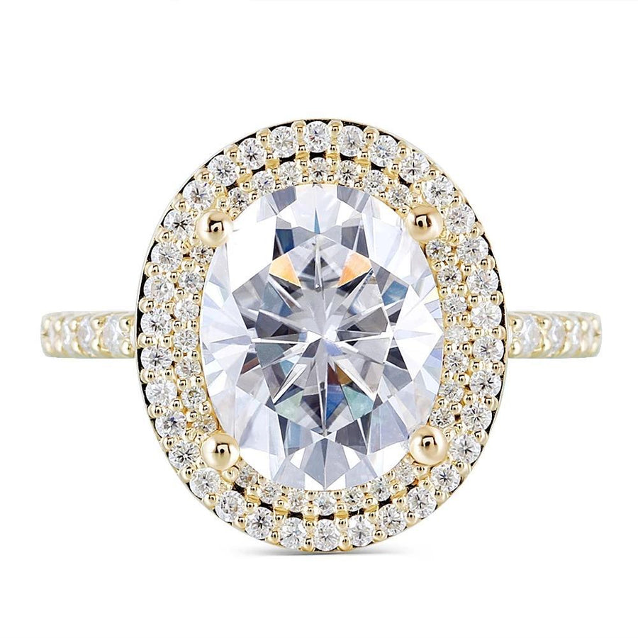 Oval Double Halo Pave Band Ring (3 Carat) - Moissanite, Done Better.
