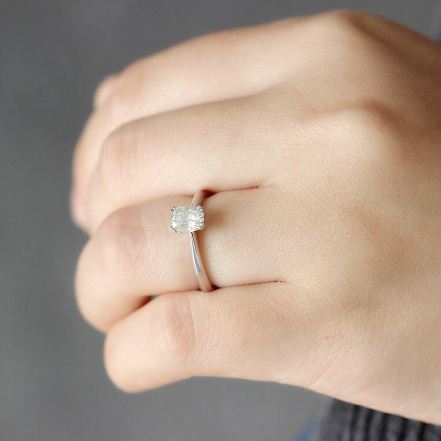 Oval Solitaire Double Prong Ring (1 Carat) - Moissanite, Done Better.