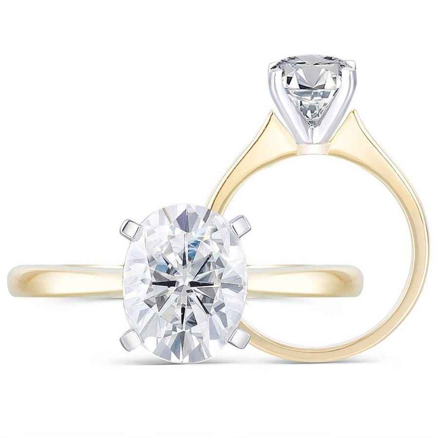 Oval Solitaire Two-Tone Ring (1.5 Carat) - Moissanite, Done Better.