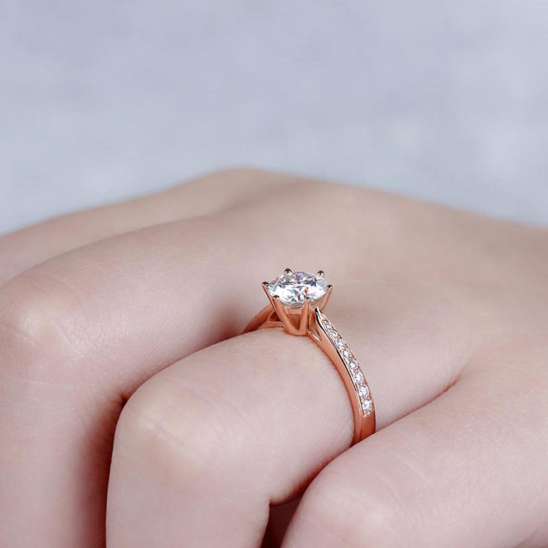 Round 1CT Pave Band Ring in 14K Rose Gold - Moissanite, Done Better.