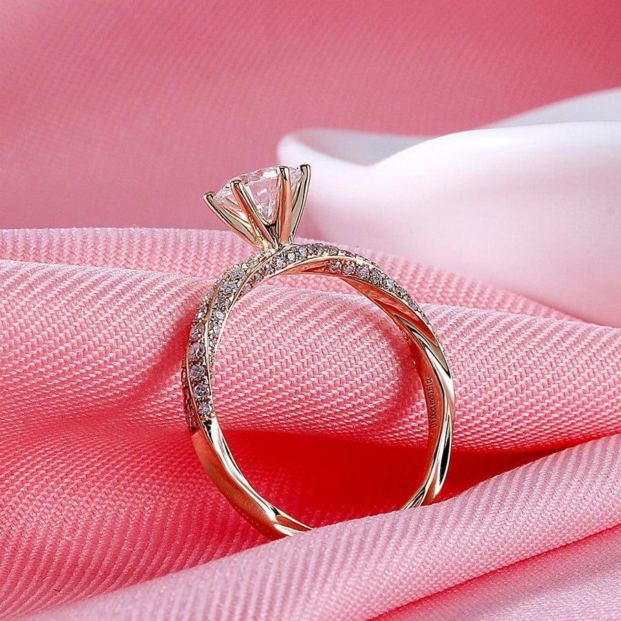 Round Braided Pave Band 1CT Ring in 14K Rose Gold - Moissanite, Done Better.