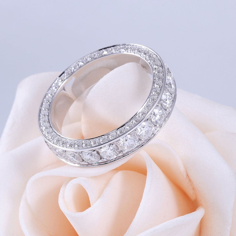 Round Eternity Band with Accents in 14K White Gold - Moissanite, Done Better.
