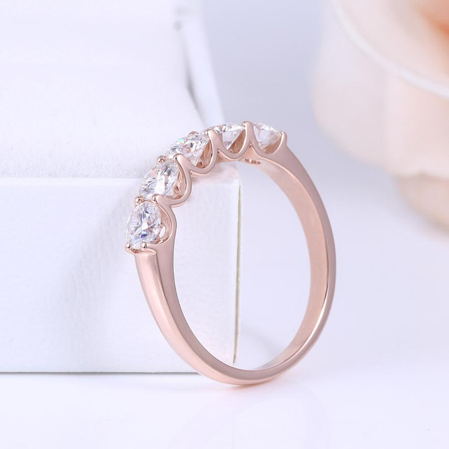 Round Half Eternity Band 1.25CTW Ring in 14K Rose Gold - Moissanite, Done Better.