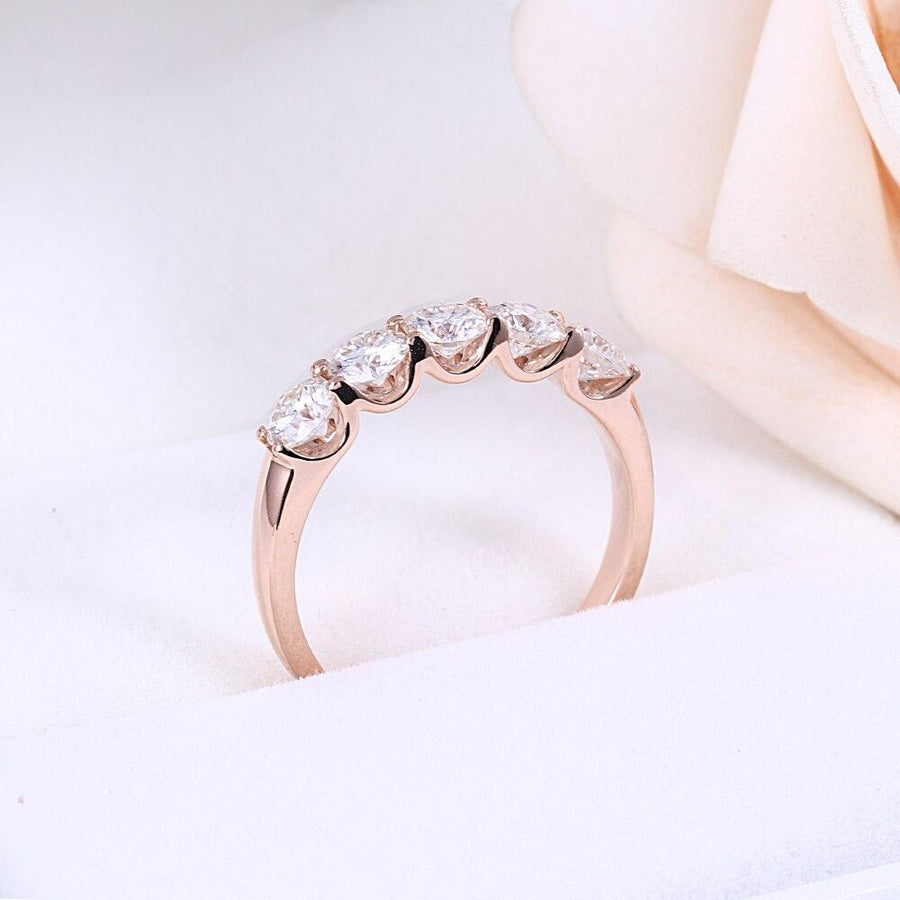 Round Half Eternity Band 1.25CTW Ring in 14K Rose Gold - Moissanite, Done Better.
