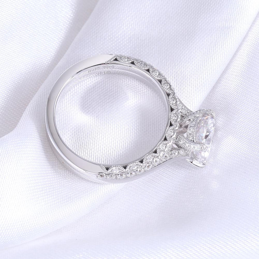 Round Solitaire 1.5CT Ring & Eternity Band in 14K White Gold - Moissanite, Done Better.