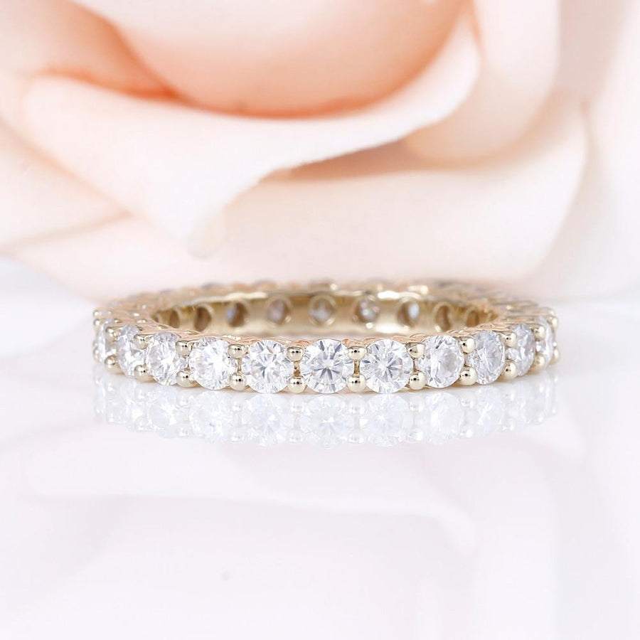 Round Thin Eternity Band 2.5mm Ring in 10K Yellow Gold - Moissanite, Done Better.