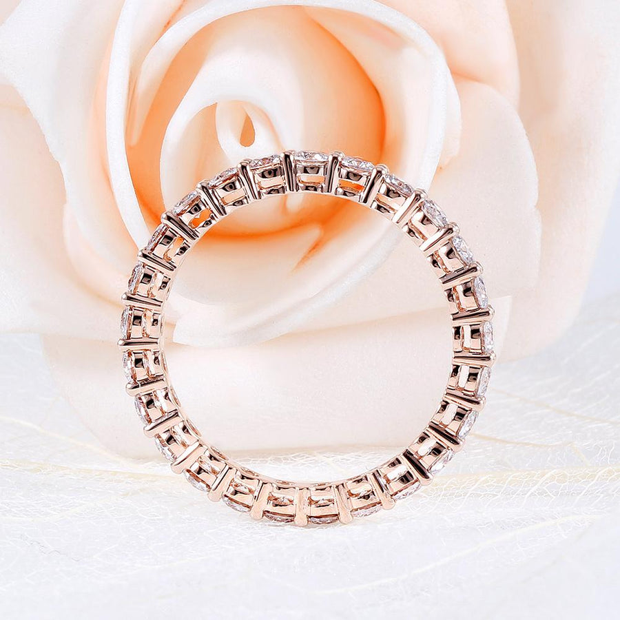 Round Thin Eternity Band 2.5mm Ring in 14K Rose Gold - Moissanite, Done Better.