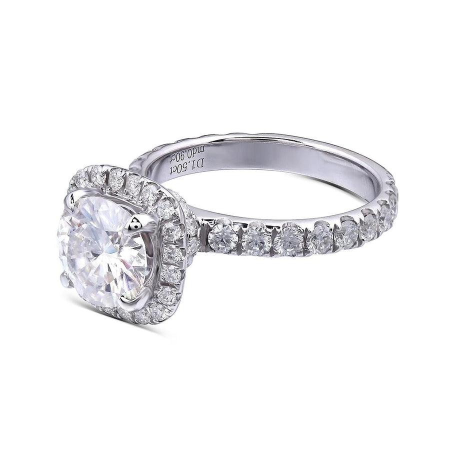 Round with Halo 1.5CT Ring & Eternity Band Set in 14K White Gold - Moissanite, Done Better.