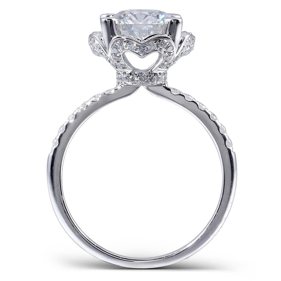 Round with Heart Halo 2.5CT Ring & Eternity Band Set in 14K White Gold - Moissanite, Done Better.
