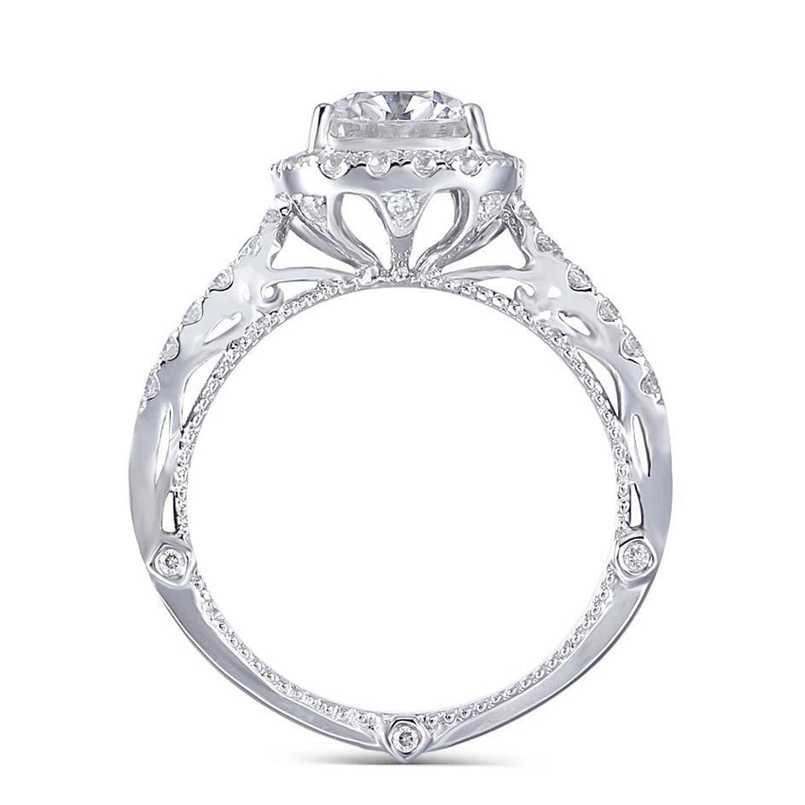 Vintage Cushion Halo Infinity Band 2CT Ring in 14K White Gold - Moissanite, Done Better.