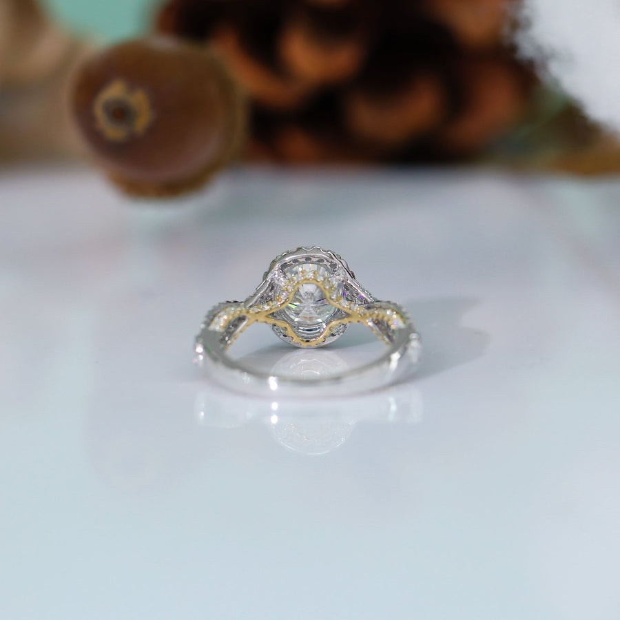 Vintage Oval Infinity Band 2CT Ring in 14K Yellow & White Gold - Moissanite, Done Better.
