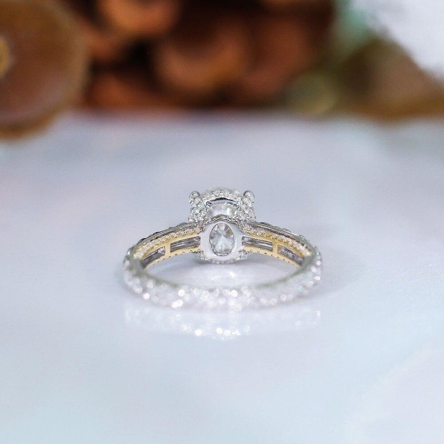 Vintage Oval Solitaire 2CT Ring in 14K White & Yellow Gold - Moissanite, Done Better.