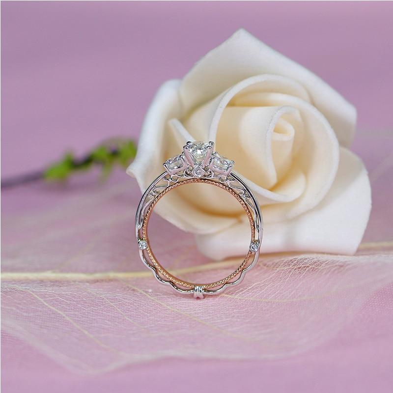 Vintage Three Stone Oval 0.6CT Ring in 14K Rose & White Gold - Moissanite, Done Better.